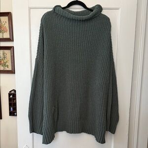 Aerie XXL Sage Green Chenille Oversized Cowl Neck Sweater